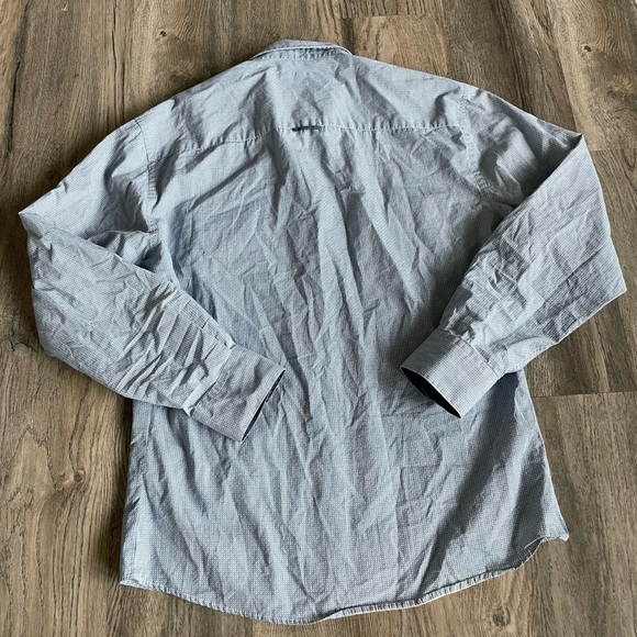 Zagiri Mens Blue Patterned Button Down Collared Shirt, size large - Picture 6 of 8